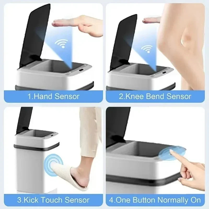 Smart Trash Can Intelligent Waste Bin Automatic Sensor Dustbin with Lid Waterproof Recycling Bins for Home Kitchen Bathroom