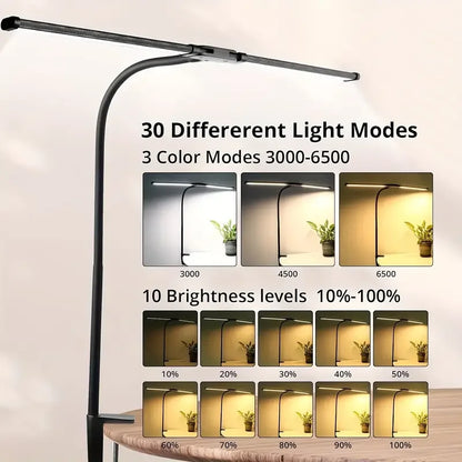 Led Desk Lamp for Office Home Bright Desk Light with Clamp USB Adapter Desk Lamp Stepless Dimming Adjustable Flexible Gooseneck