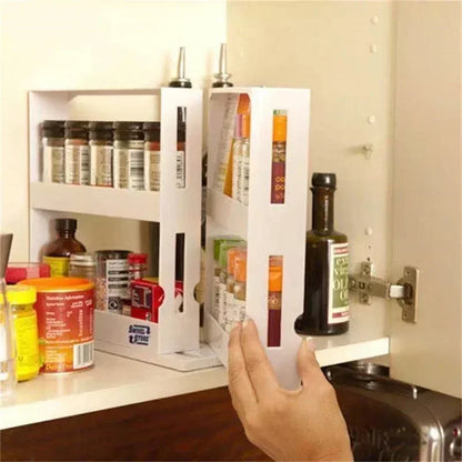 Multi-Function 2 Tier Rotate Spice Storage Rack Seasoning Swivel Storge Organizer Shelf kitchen bathroom creative household item