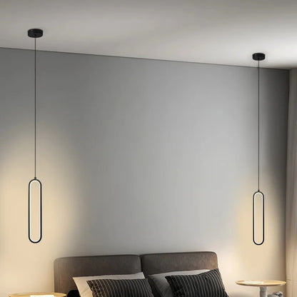 Modern simple light luxury living room background wall decoration Nordic style ins bedroom minimalist long line small chandelier