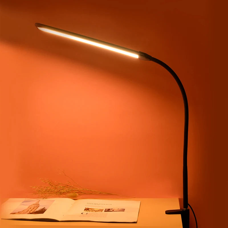 LED Desk Lamp Double Head Steoless Dimming Eye-Caring Home Reading Lights 3 Color Mode Flexible Adjustable PC Office Table Lamps