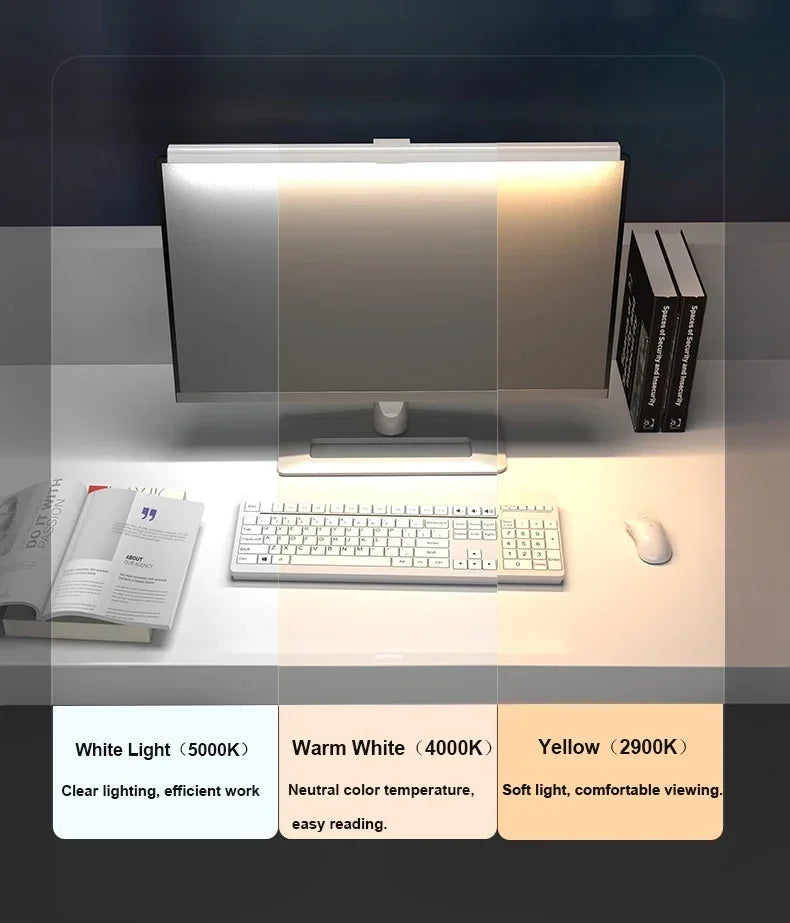 50cm PC Screen Display Hanging Light Computer Monitor Lamp Eye Protection Desk Lights Dimmable Timing Function for Study Work