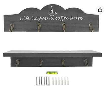2 Pcs /set Coffee Cup Holder Kitchen Wall for Farmhouse Decorations Coffee Station Office Decor Mug Organizer Mug Display