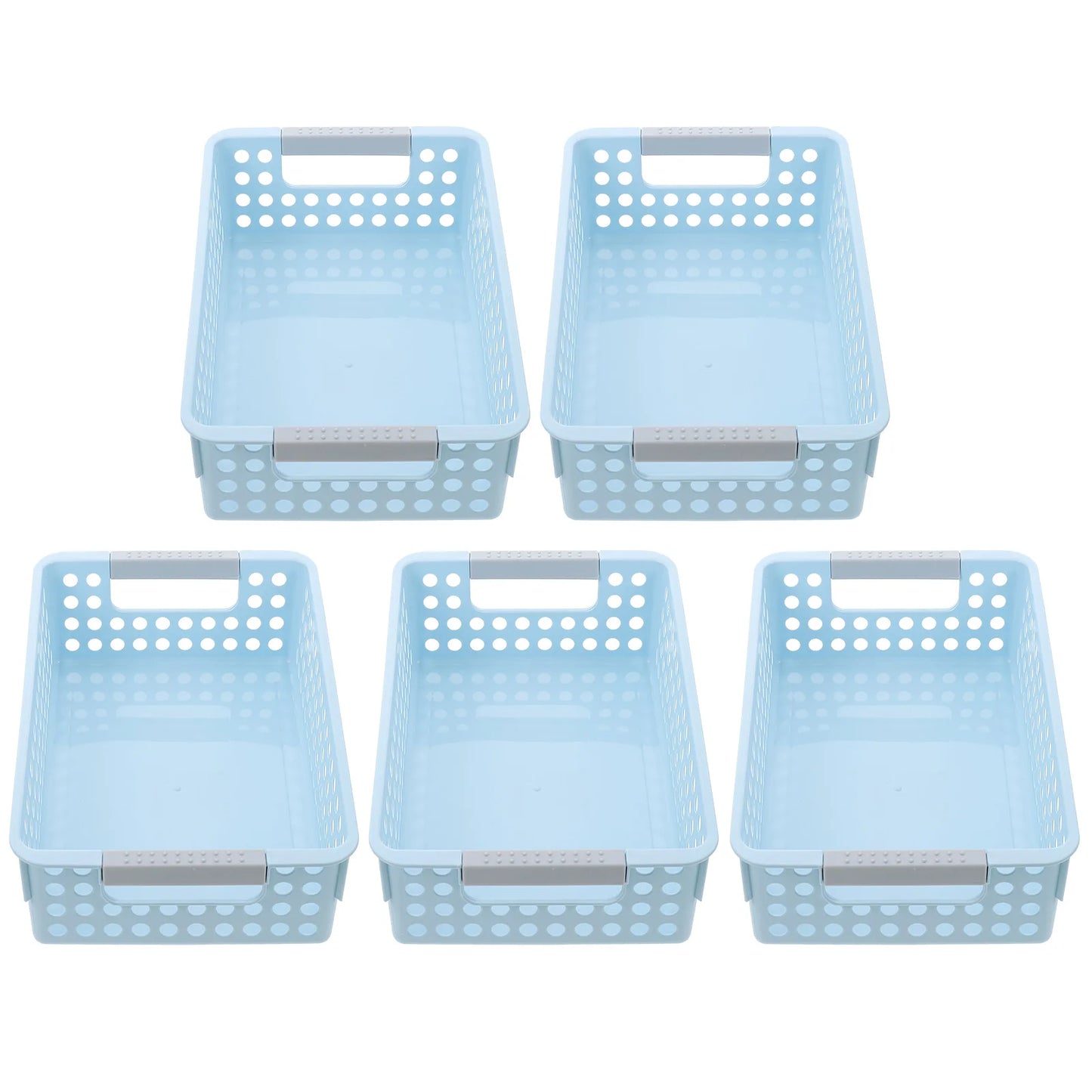 5Pcs Rectangular Storage Frame Plastic Baskets Mini Narrow Desk Organizer Home Office School Supplies Bathroom Accessories