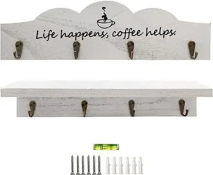 2 Pcs /set Coffee Cup Holder Kitchen Wall for Farmhouse Decorations Coffee Station Office Decor Mug Organizer Mug Display