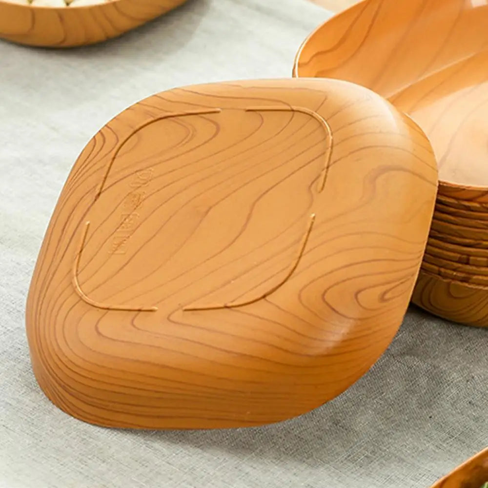Kitchen Wood Grain Plastic Square Plate Flower Pot Tray Cup Pad Coaster Plate Kitchen Spit Bone Dish Plate Coaster Serving Plate