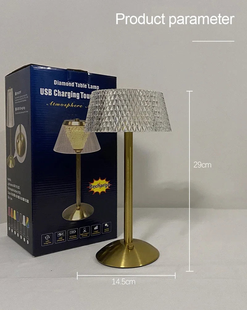 Rechargeable LED Night Light Touch Bedroom Night Lamp Bedroom Study Bedside Atmosphere Decoration Glass LED Table Lamps
