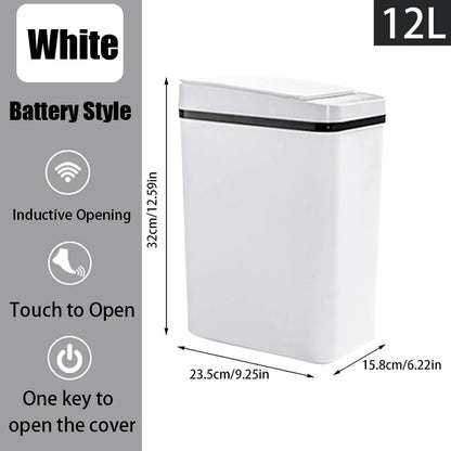 Bathroom Touchless Trash, 12L Motion Sensor-Activated Trash Can with Lid, Automatic Kitchen Trash for Office, Living Room, Bedroom