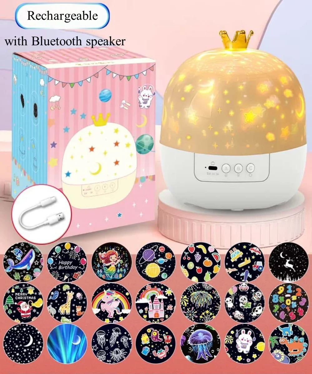 Kids Star Night Light Projector , 360° Rotation Galaxy Starry Sky Projector with Bluetooth Speaker for Bedroom Home Decor Gifts