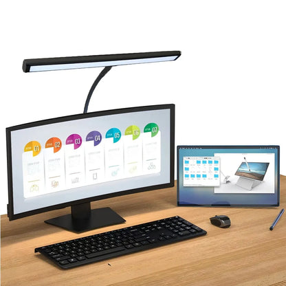 LED Desk Lamp Double Head Steoless Dimming Eye-Caring Home Reading Lights 3 Color Mode Flexible Adjustable PC Office Table Lamps