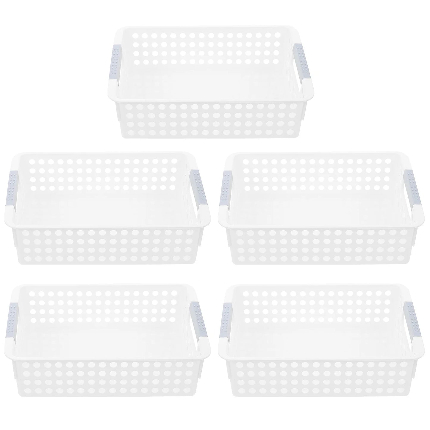5Pcs Rectangular Storage Frame Plastic Baskets Mini Narrow Desk Organizer Home Office School Supplies Bathroom Accessories