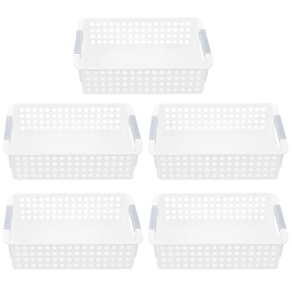 5Pcs Rectangular Storage Frame Plastic Baskets Mini Narrow Desk Organizer Home Office School Supplies Bathroom Accessories
