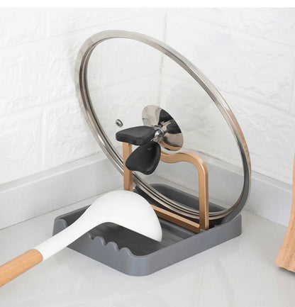 Kitchen Desktop Pot Lid Holder Foldable Multifunctional Pot Cover Rack Spatula Storage Rack Pot Lid Rest Kitchen Organizer