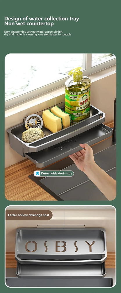 Kitchen Sink Organizer Drain Rack Self-draining Shelf Sponge Holder Dishcloth Faucet Storage Soap Drainer Kitchen Accessories