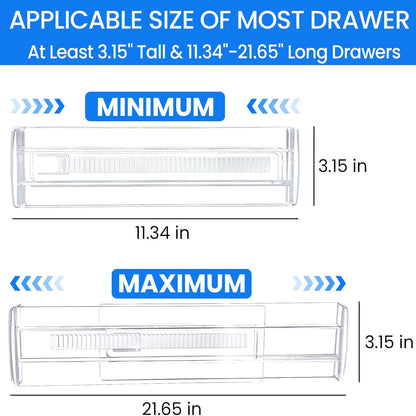 Drawer Dividers 8 Pack, Expandable Drawer Organizer, Suitable For Kitchen, Bedroom, Dresser And Office Storage, Easy to Install