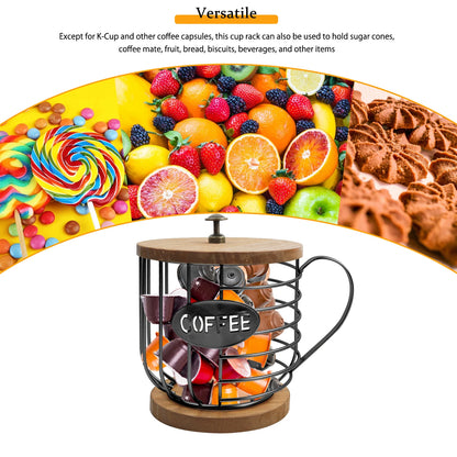 Coffee Pod Holder for K Cups, K Cup Holders for Counter, Mug Shape Coffee Pod Organizer, Coffee Pods Storage Basket for Coffee B