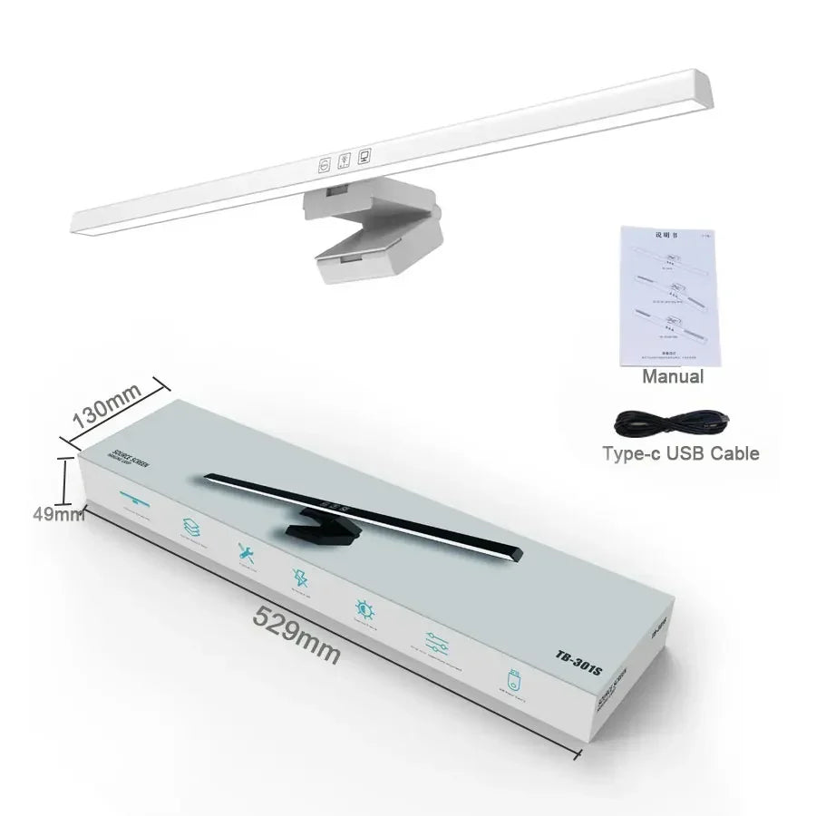 50cm PC Screen Display Hanging Light Computer Monitor Lamp Eye Protection Desk Lights Dimmable Timing Function for Study Work