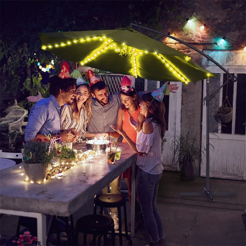 LED String Lights Patio Umbrella Lights 8 Lighting Mode with Remote Control Lights Solar Operated Outdoor for Patio Camping Tent