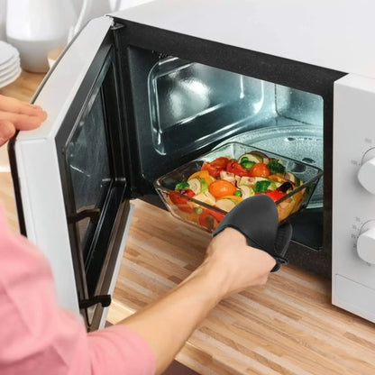 2pcs Silicone Oven Mitts, Heat Resistant & Non-Slip, Anti-Scalding Pot Holder Gloves for Cooking/Baking, Kitchen Safety