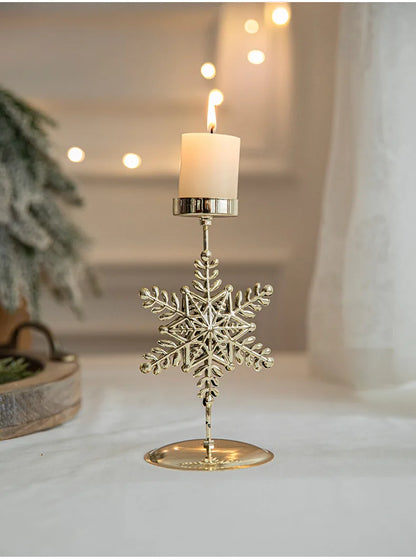 Christmas Golden Wrought Iron Candlestick Star Elk Christmas Tree Candle Holder Merry Christmas New Year Table Decoration