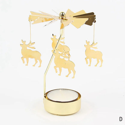 Carousel Candle Holder Gold Metal Candlesticks Room Decor Cake Rotating Candle Stand Home Decoration For Valentine's Christmas