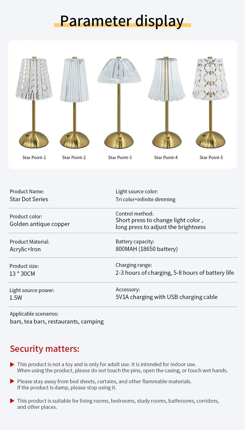 Rechargeable Crystal LED Table Lamp Touch Sensor Dimmable Desktop Nightlight Reading Lamp For Bar Hotel Restaurant Bedroom Decor