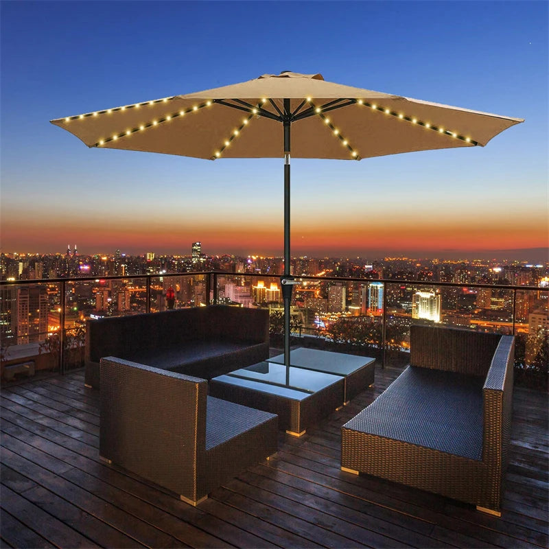 LED String Lights Patio Umbrella Lights 8 Lighting Mode with Remote Control Lights Solar Operated Outdoor for Patio Camping Tent