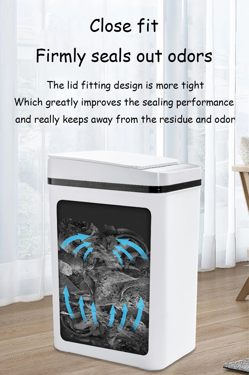 Bathroom Touchless Trash, 12L Motion Sensor-Activated Trash Can with Lid, Automatic Kitchen Trash for Office, Living Room, Bedroom