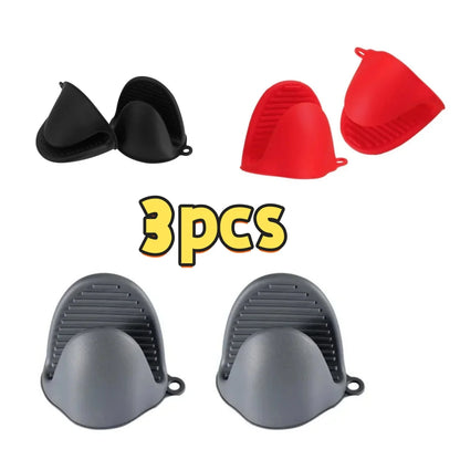 2pcs Silicone Oven Mitts, Heat Resistant & Non-Slip, Anti-Scalding Pot Holder Gloves for Cooking/Baking, Kitchen Safety