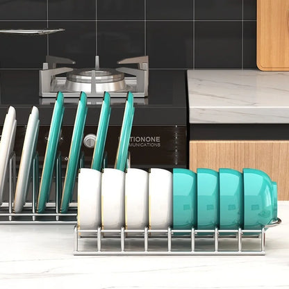 Multipurpose Dish Drying Rack Stainless Steel Kitchen Organizer Bowl Draining Rack 8 Girds Space Saving Dish Drying Holder