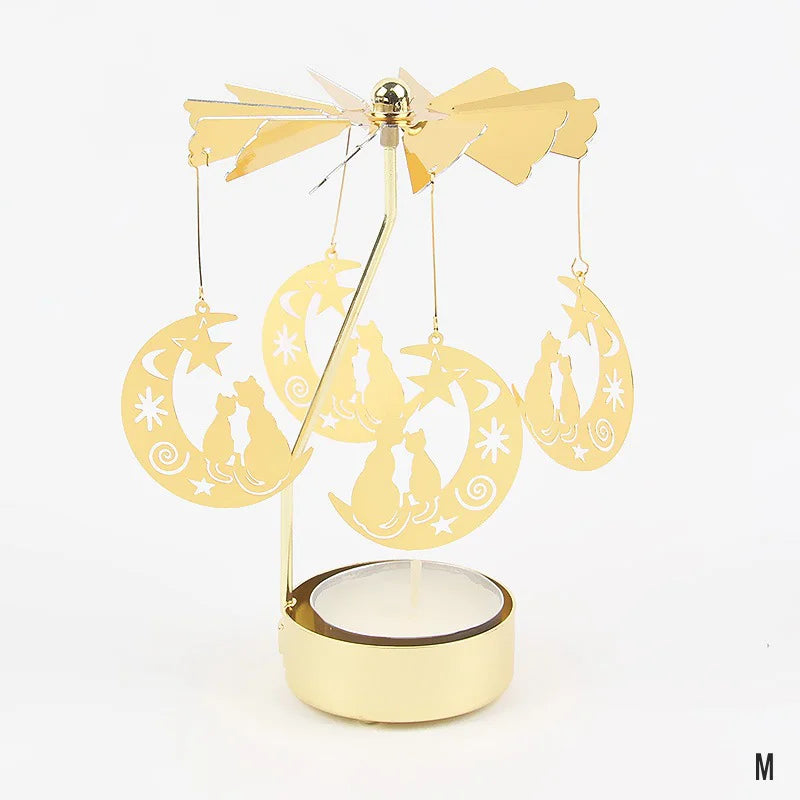 Carousel Candle Holder Gold Metal Candlesticks Room Decor Cake Rotating Candle Stand Home Decoration For Valentine's Christmas