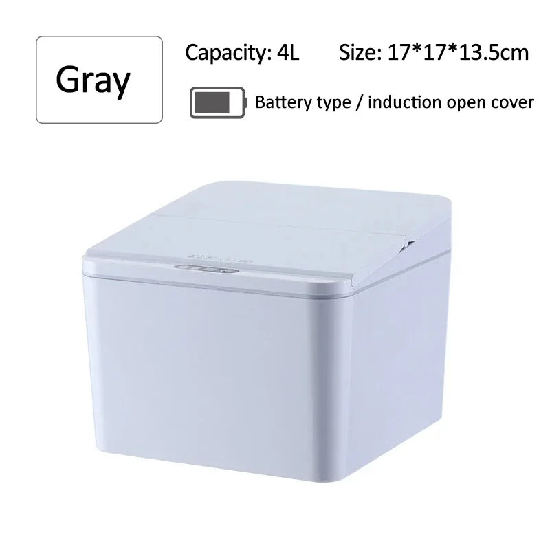 Intelligent Mini Desktop Trash Can Automatic Touchless Infrared Motion Sensor Trash Can Car Trash Portable Storage For Kitchen
