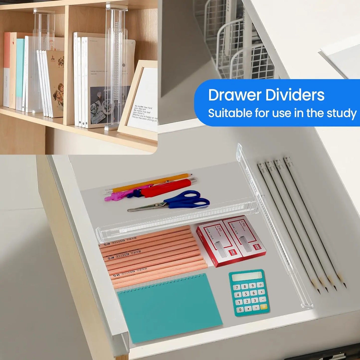 Drawer Dividers 8 Pack, Expandable Drawer Organizer, Suitable For Kitchen, Bedroom, Dresser And Office Storage, Easy to Install