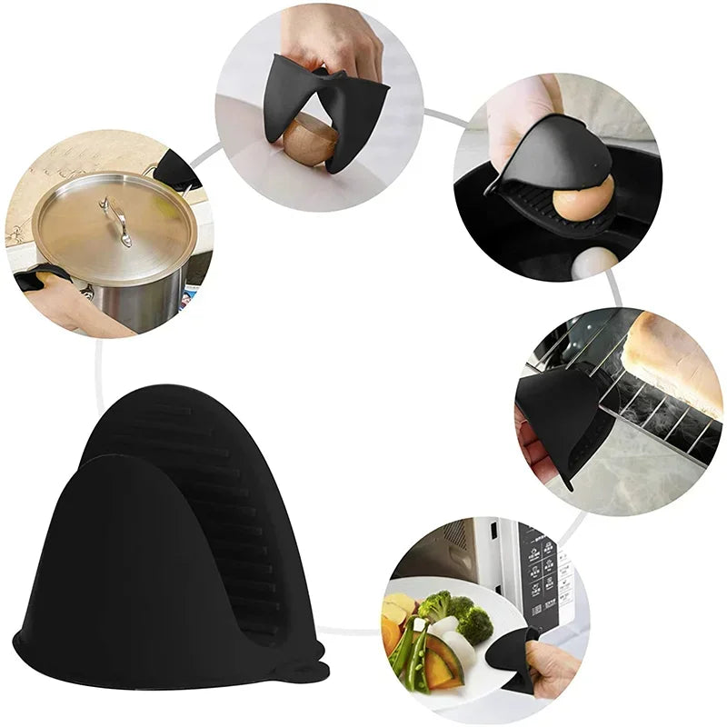 2pcs Silicone Oven Mitts, Heat Resistant & Non-Slip, Anti-Scalding Pot Holder Gloves for Cooking/Baking, Kitchen Safety
