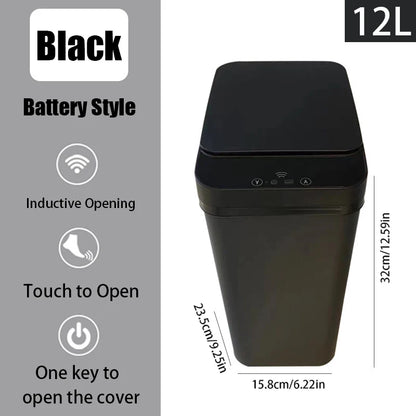 Bathroom Touchless Trash, 12L Motion Sensor-Activated Trash Can with Lid, Automatic Kitchen Trash for Office, Living Room, Bedroom