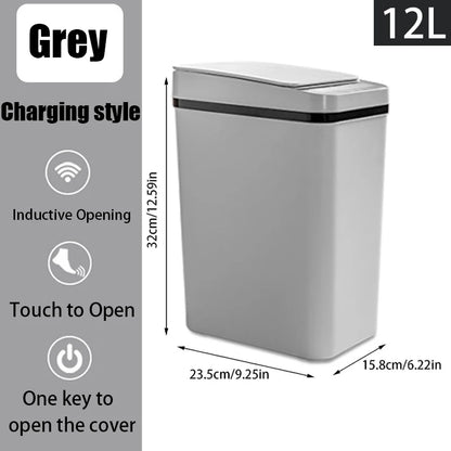 Bathroom Touchless Trash, 12L Motion Sensor-Activated Trash Can with Lid, Automatic Kitchen Trash for Office, Living Room, Bedroom