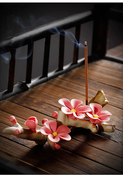 Ceramic Plum Blossom Pen Rest Home Desktop Joss-stick Base Incense Ceremony Ornaments Zen Tea Ceremony Accessories Tea Pets