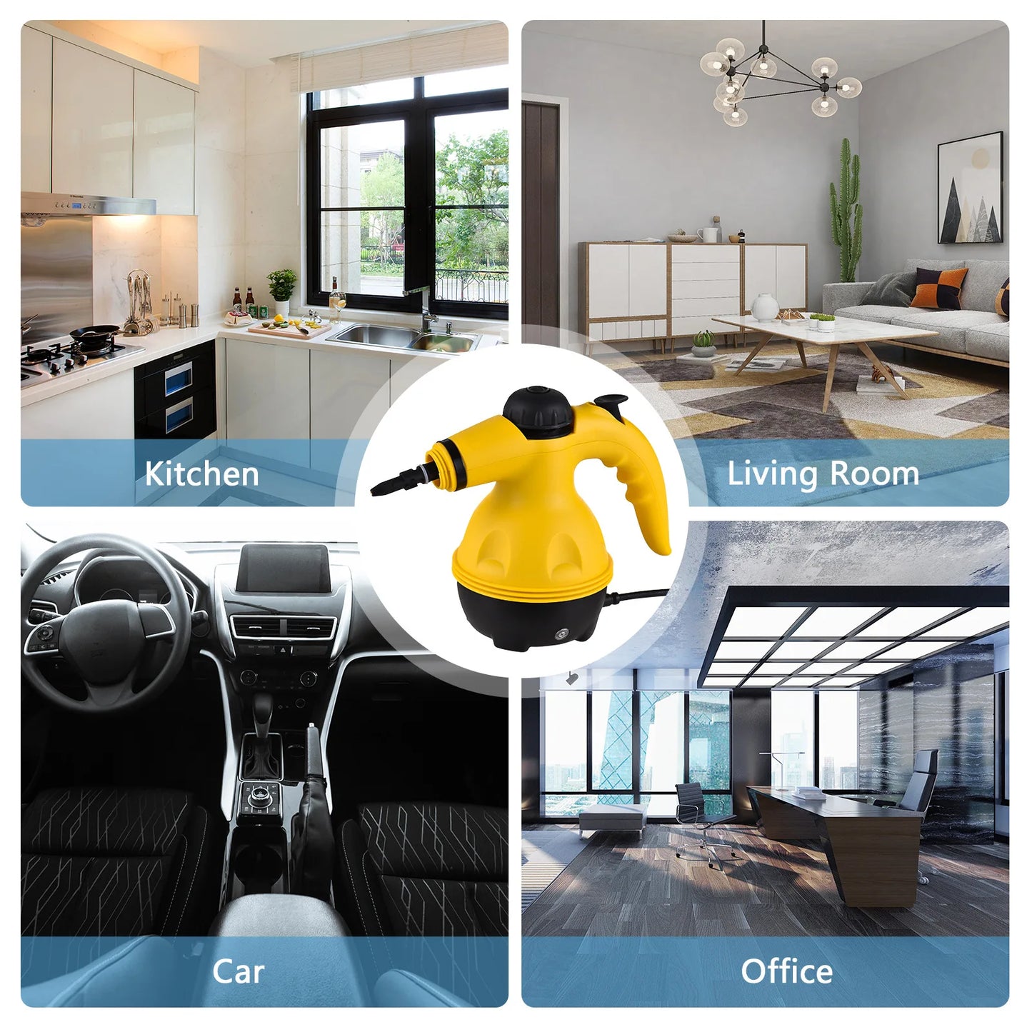 Large capacity water tank handheld high-temperature steam cleaning machine, suitable for kitchen/sofa/window/bedroom/car care