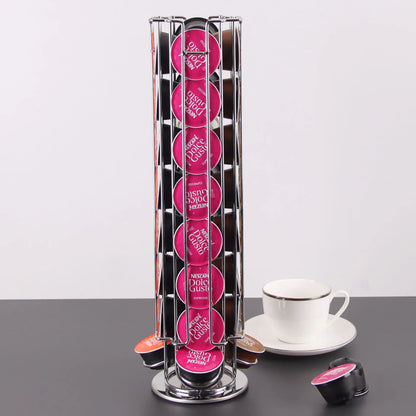 Holds 32 Pieces Coffee Capsule Holder Rotatable Coffee Capsule Stand Stylish Metal Coffee Storage Holder Home Kitchen Cafe Use