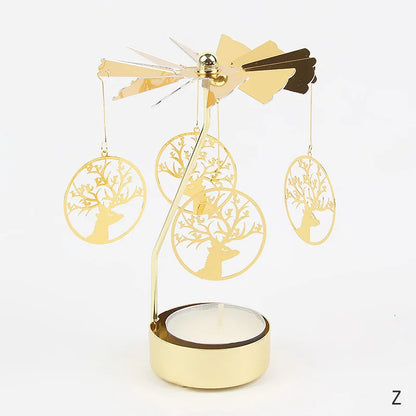 Carousel Candle Holder Gold Metal Candlesticks Room Decor Cake Rotating Candle Stand Home Decoration For Valentine's Christmas