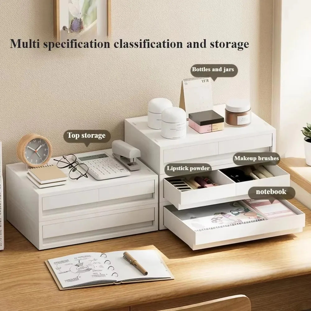 Desktop Storage Box Stationery Sorting Storage Drawer Stackable Space Saving Tabletop Drawer Cosmetic Desktop Organizer Boxes