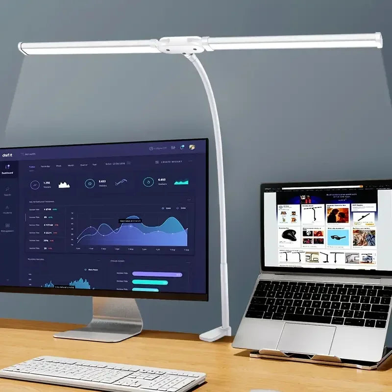 Led Desk Lamp for Office Home Bright Desk Light with Clamp USB Adapter Desk Lamp Stepless Dimming Adjustable Flexible Gooseneck