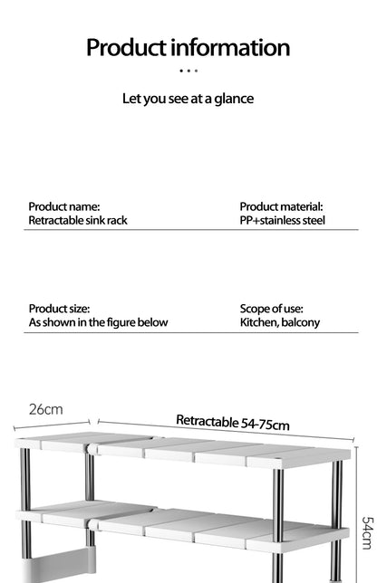 Kitchen Rack Retractable Under Sink Shelf Cabinet 2 Layer Multipurpose Pot Rack Cabinet Layered Storage Rack Bathroom Organizer