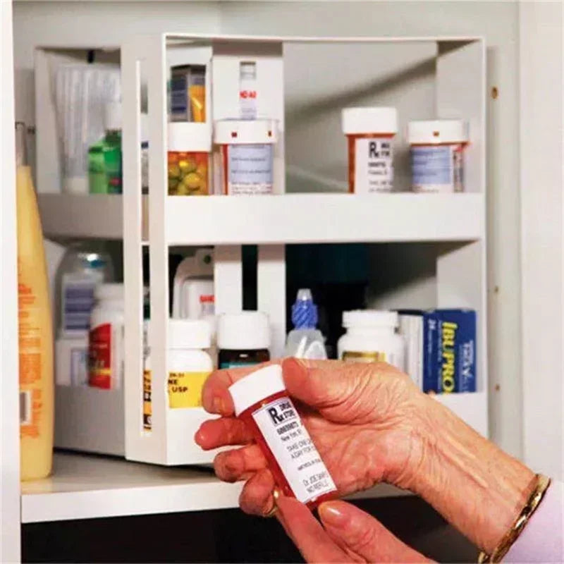 Multi-Function 2 Tier Rotate Spice Storage Rack Seasoning Swivel Storge Organizer Shelf kitchen bathroom creative household item