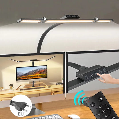 LED Desk Lamp Double Head Steoless Dimming Eye-Caring Home Reading Lights 3 Color Mode Flexible Adjustable PC Office Table Lamps