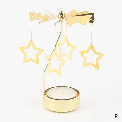 Carousel Candle Holder Gold Metal Candlesticks Room Decor Cake Rotating Candle Stand Home Decoration For Valentine's Christmas
