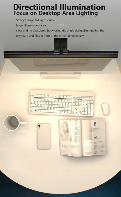 50cm Hanging PC Desk Lamp Computer Screen Display Light Computer Monitor Light Dimmable Timing Eye Protection for Study Work