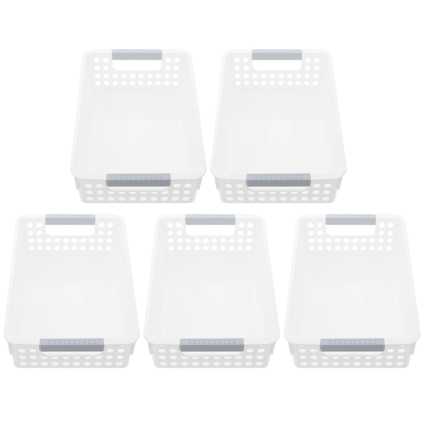 5Pcs Rectangular Storage Frame Plastic Baskets Mini Narrow Desk Organizer Home Office School Supplies Bathroom Accessories