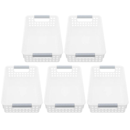 5Pcs Rectangular Storage Frame Plastic Baskets Mini Narrow Desk Organizer Home Office School Supplies Bathroom Accessories