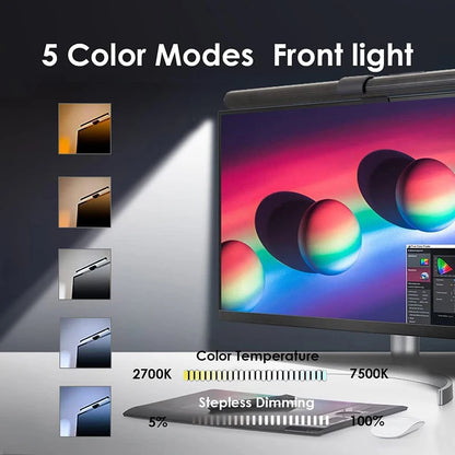 Wiscolor LED Monitor Light With Remote Control Stepless Dimmable Monitor Screen Hanging Light for Computer Study LED Table Lamp